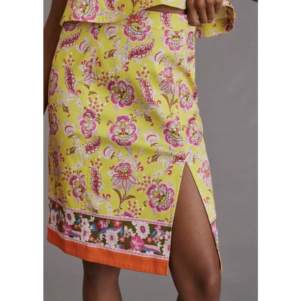 Anthropologie Maeve Paisley Yellow High Waist Slit Skirt Only Women Sz 10 NWT - Picture 1 of 13